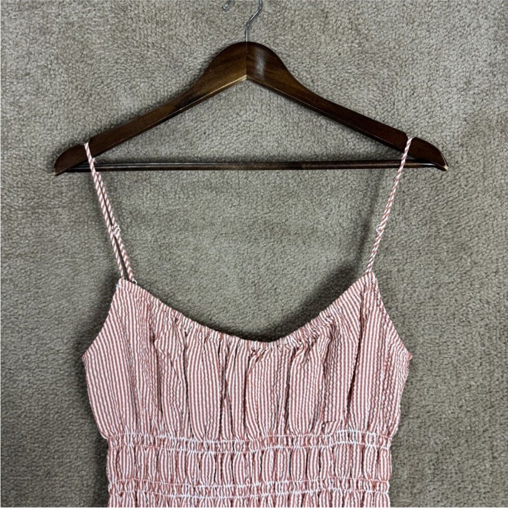 Wayf Seersucker Smocked Midi Dress - Picture 4 of 6